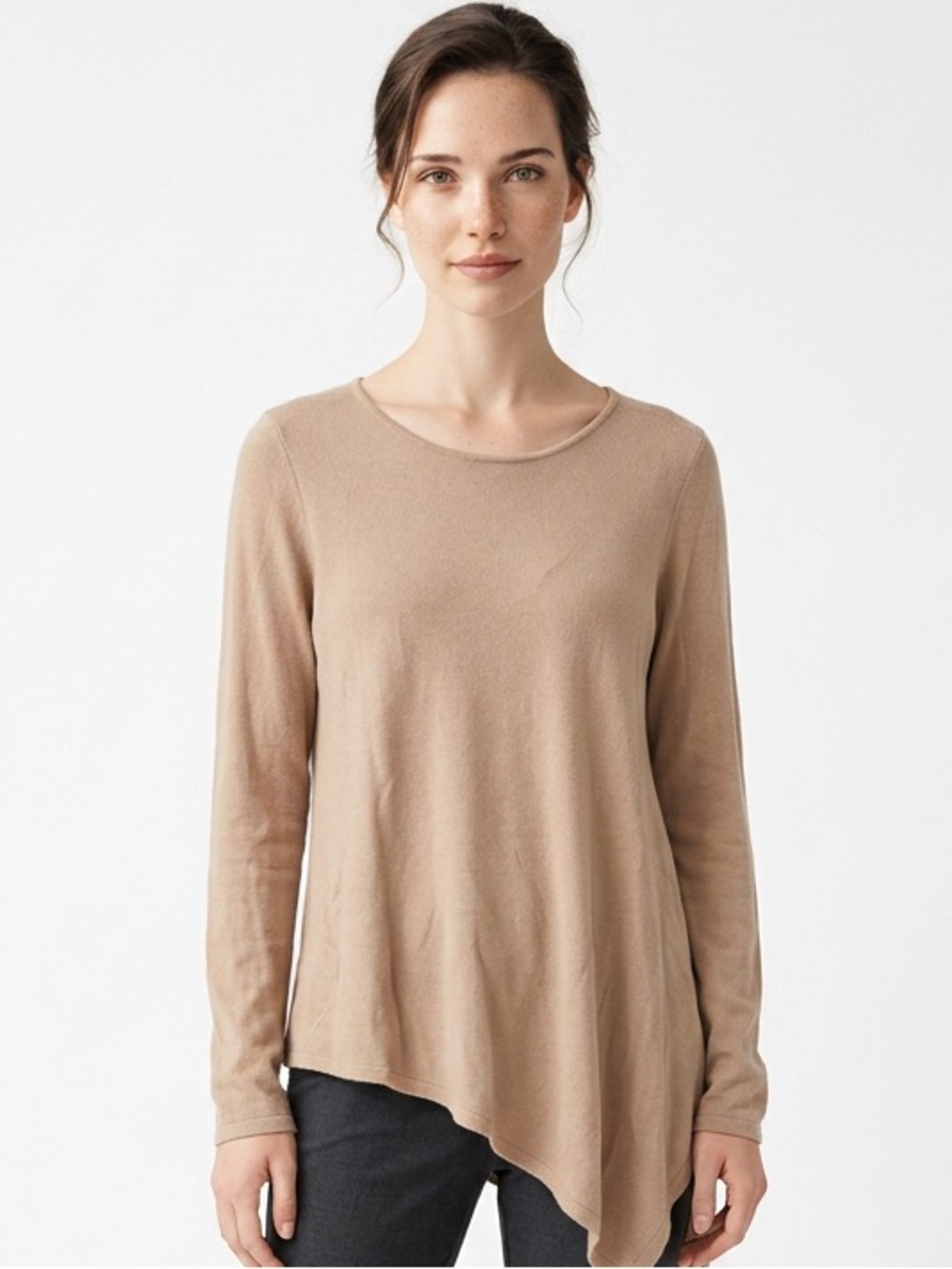 THREE DOTS | Tan Asymmetrical Lightweight Sweater Women’s Size Medium